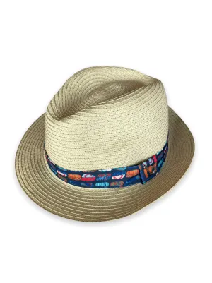 A Fish Named Fred white straw hat flip flops navy white