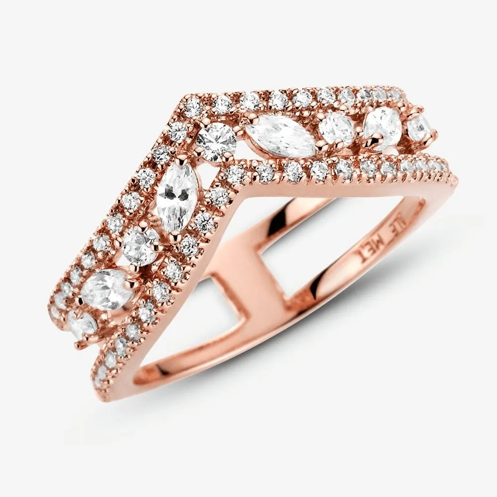 Anello chevron doppio taglio marquise
