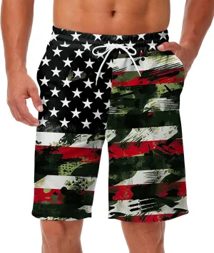 AOBUTE Men's 4th of July Shorts American Flag Patriotic Shorts with Pockets