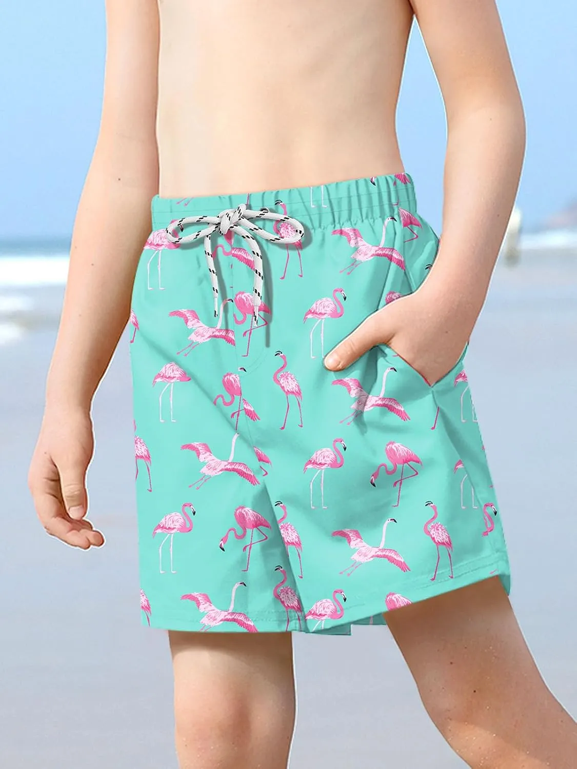 Boys 4th of July Summer Compression Liner Beach Swim Trunks American Flag Adjustable Drawstring Board Shorts 6-16 Years