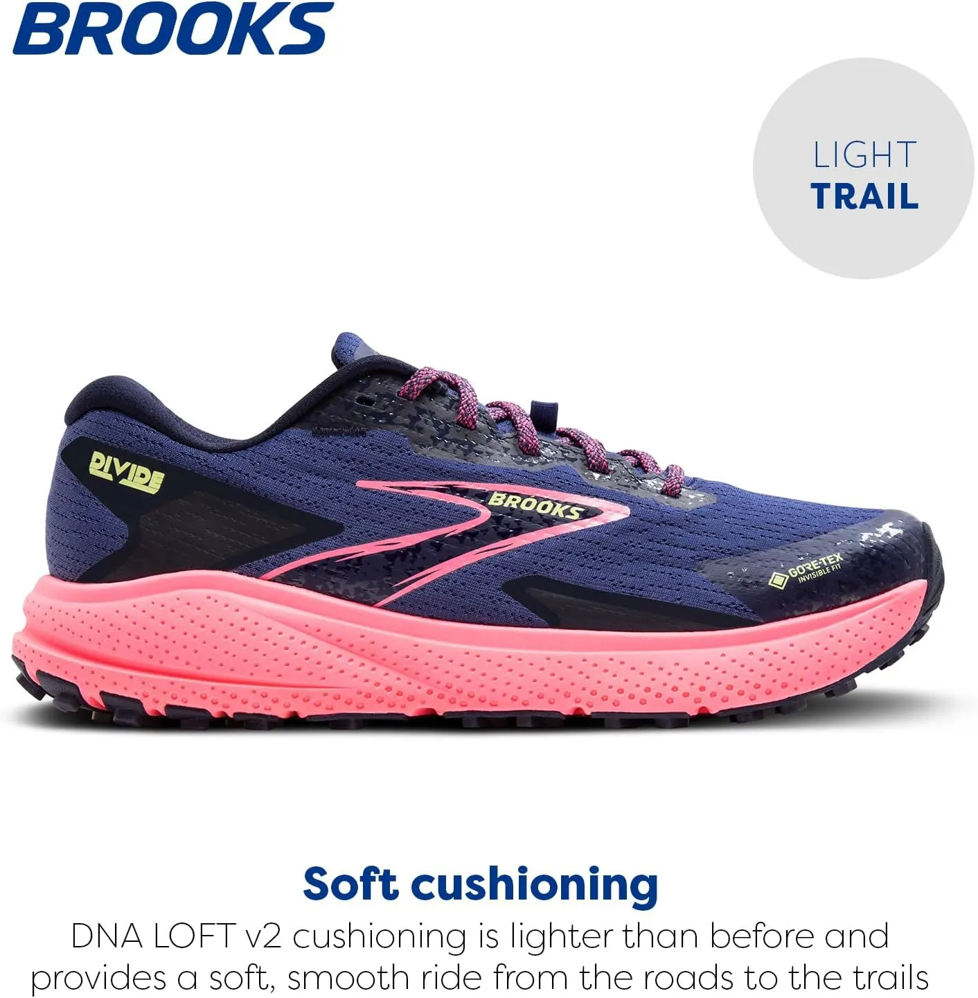Brooks Womens Divide 5 GTX Waterproof Trail Running Shoe