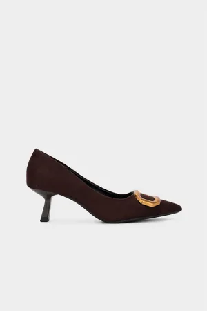 BUCKLED MID HEEL PUMP