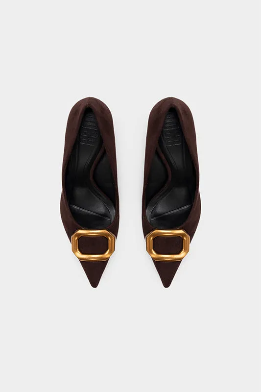BUCKLED MID HEEL PUMP