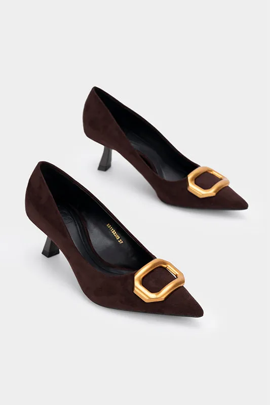 BUCKLED MID HEEL PUMP
