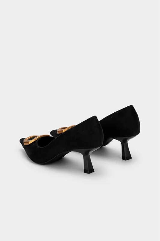 BUCKLED MID HEEL PUMP