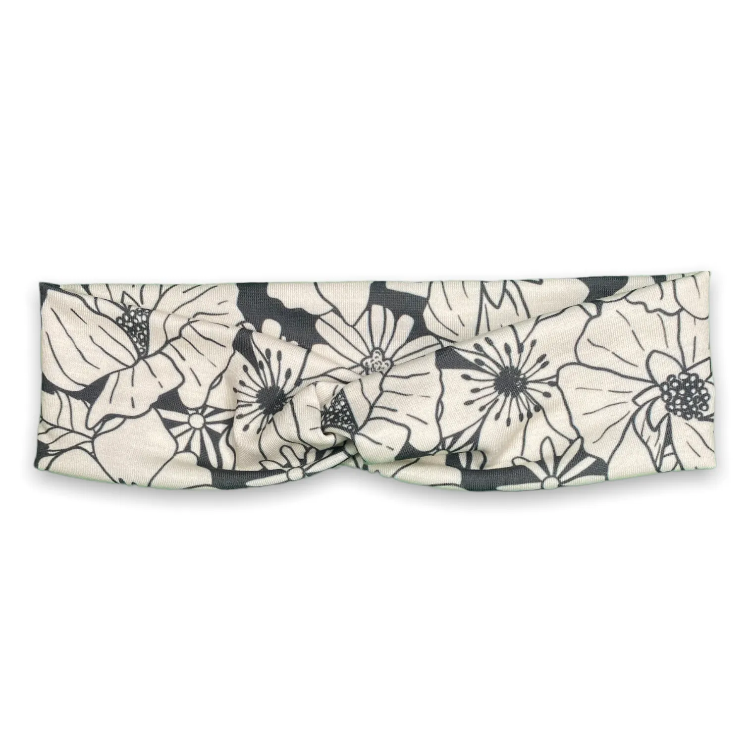 Charcoal Floral Knotties Headband