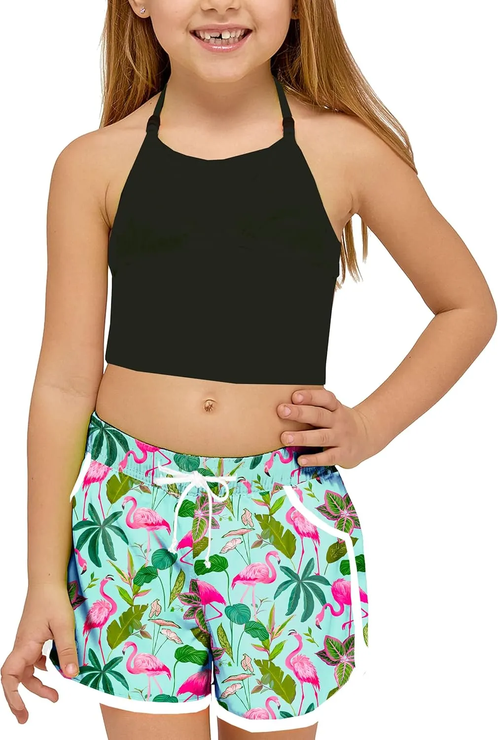 Deerose Kids American Flag Swim Shorts Quick Dry Swimming Board Shorts Active Swim Trunk 5-14 Years