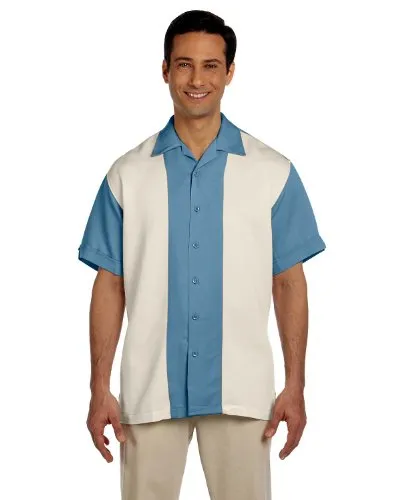 Harriton Men's Two-Tone Bahama Cord Camp Shirt 4XL CLOUD BLUE CREM