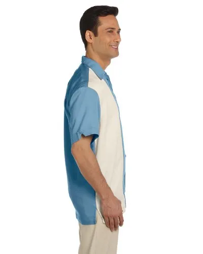 Harriton Men's Two-Tone Bahama Cord Camp Shirt 4XL CLOUD BLUE CREM