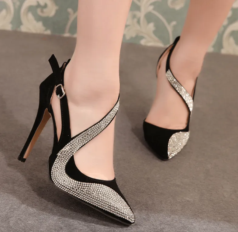 High Heel Rhinestone Pumps