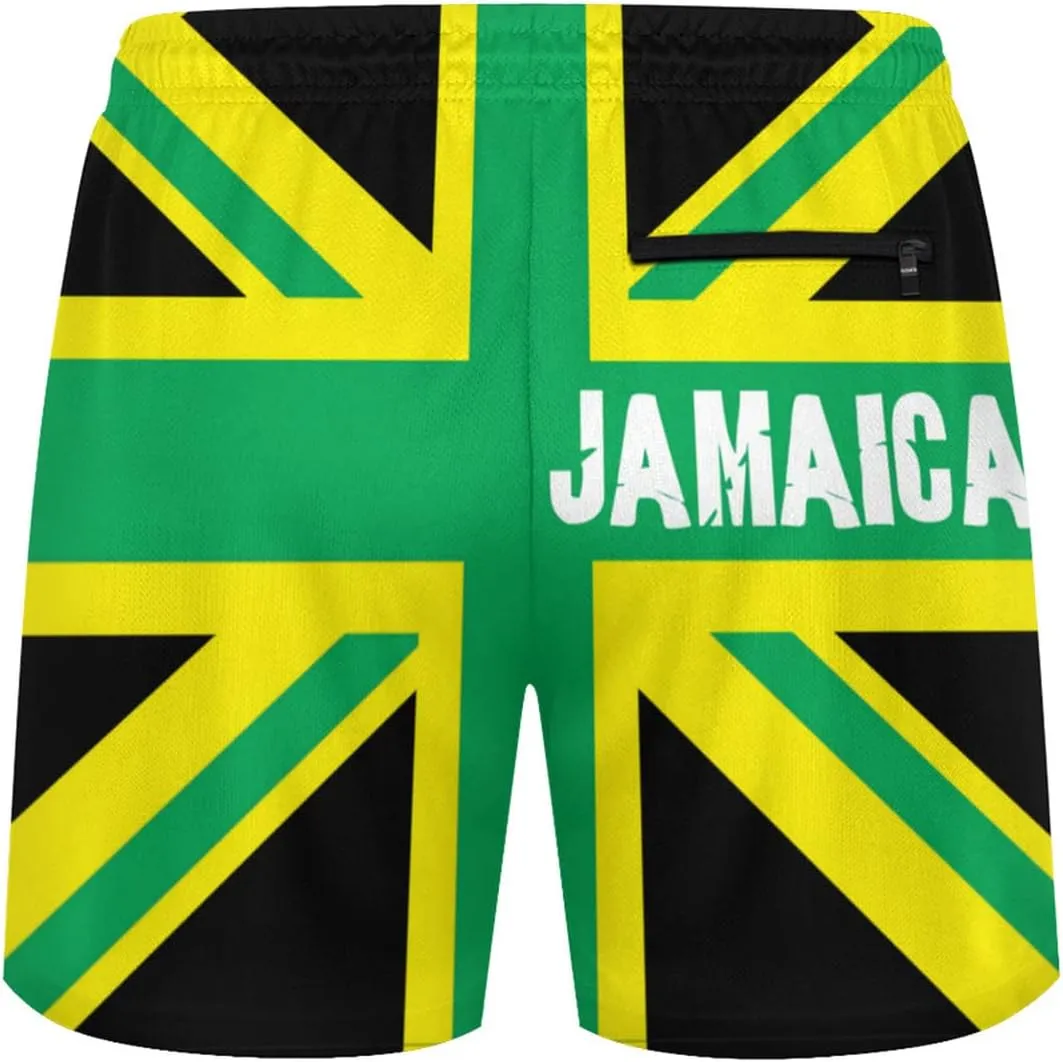 Jamaica Jamaican Kingdom Flag Men's Summer Beach Shorts, Athletic Trunks