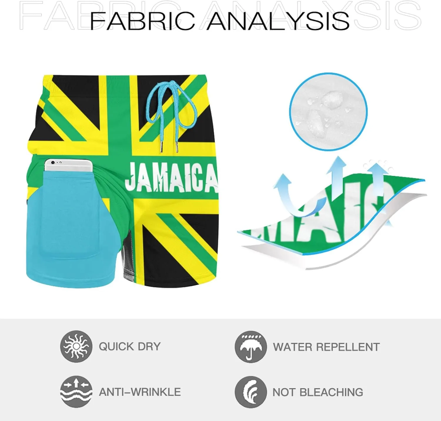 Jamaica Jamaican Kingdom Flag Men's Summer Beach Shorts, Athletic Trunks