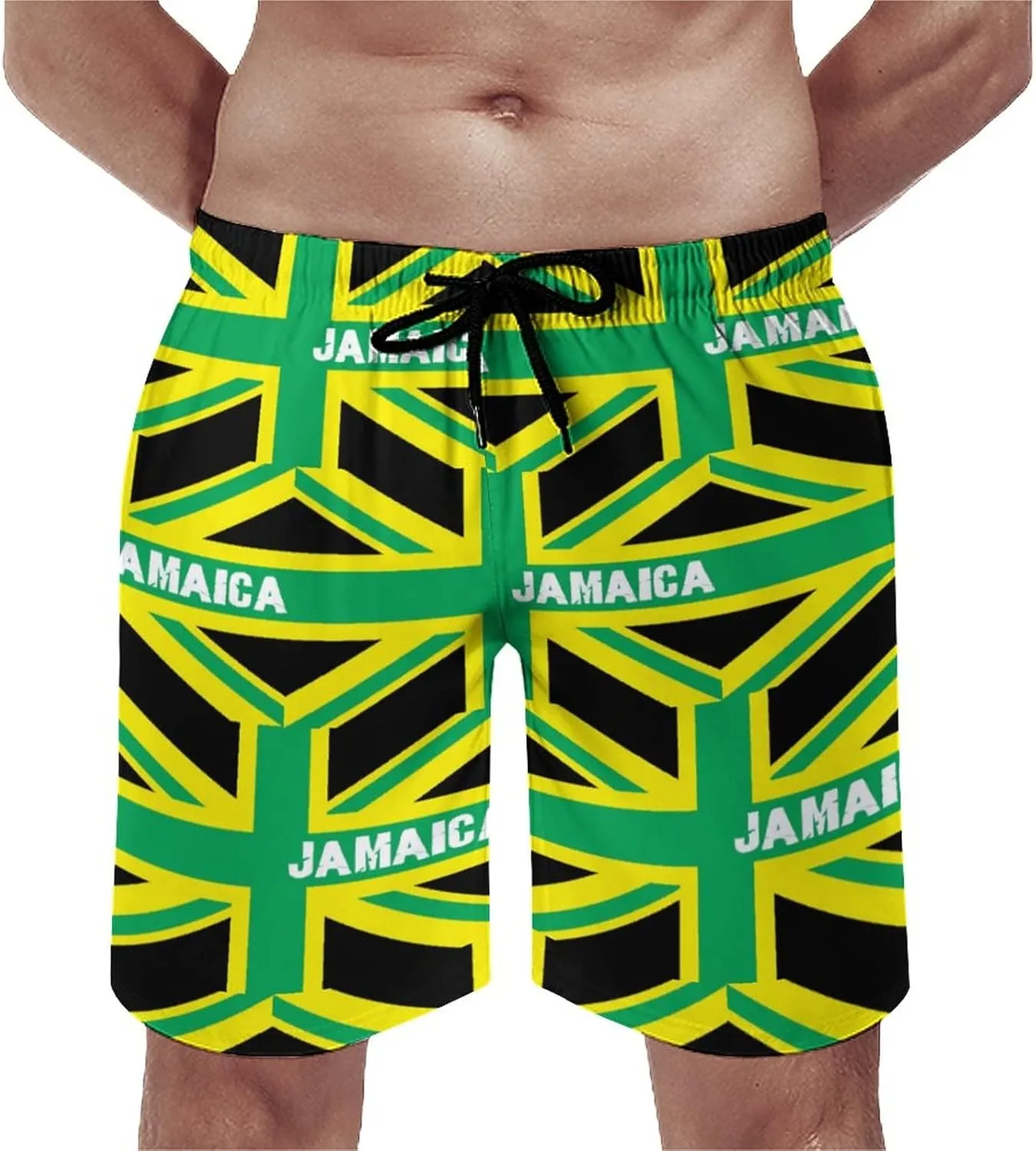 Jamaica Jamaican Kingdom Flag Men's Summer Beach Shorts, Athletic Trunks