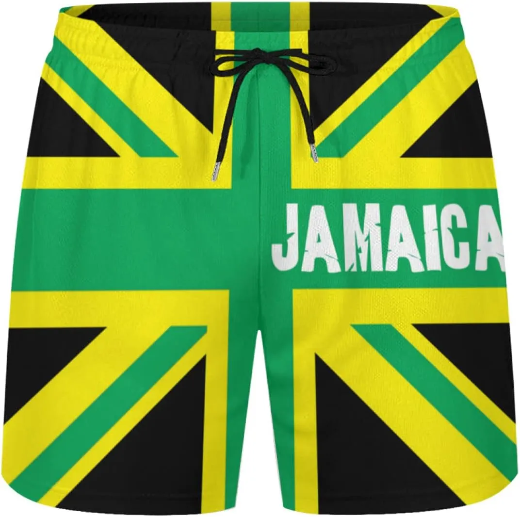 Jamaica Jamaican Kingdom Flag Men's Summer Beach Shorts, Athletic Trunks
