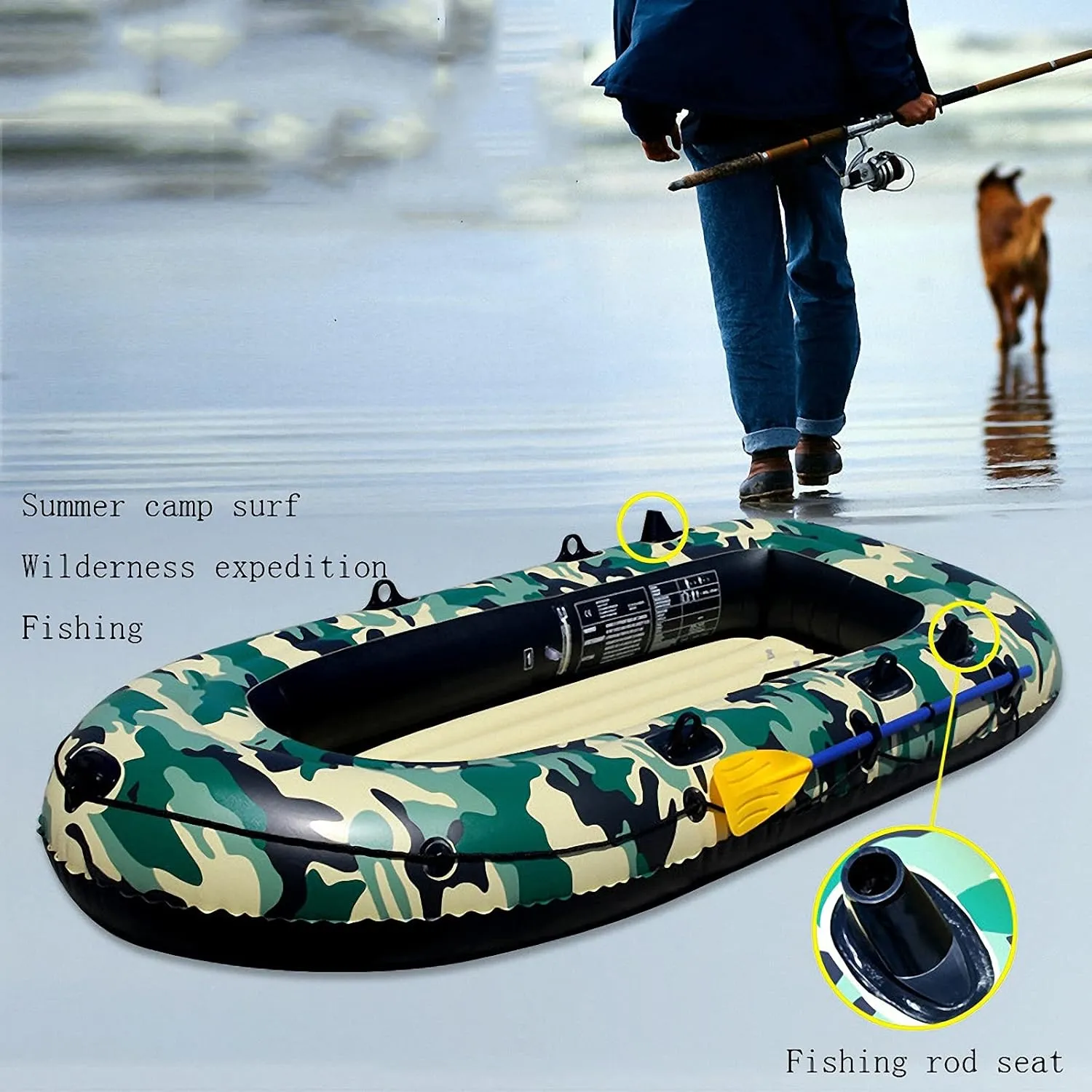 Large Inflatable Fishing Boat, Boats for Adults, Inflatable Rafts, Inflatable Fishing Raft Inflatable, Rubber Boat, Kayak, Dinghies 270x145cm