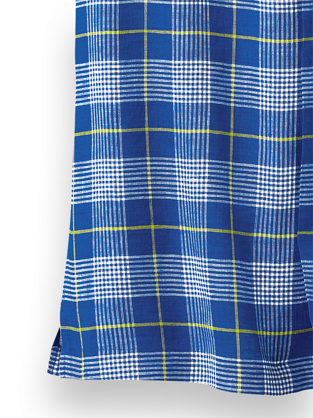 Linen Glen Plaid Casual Shirt - Cobalt/yellow