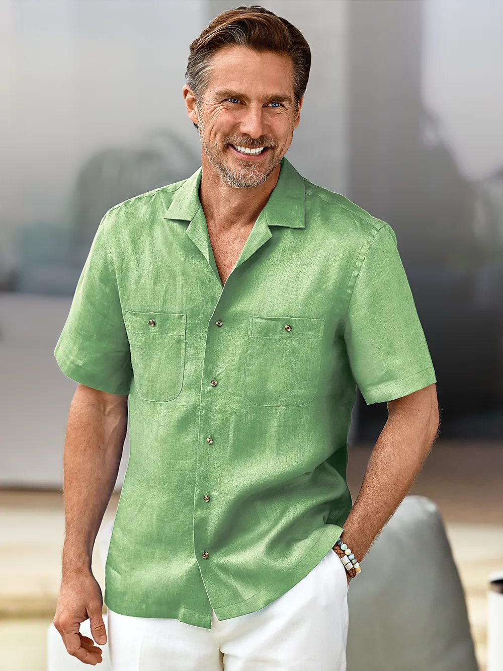 Linen Solid Casual Shirt - Khaki
