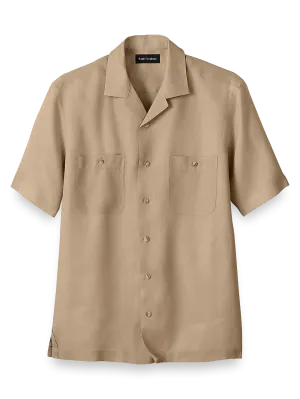 Linen Solid Casual Shirt - Khaki