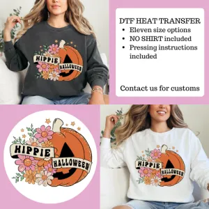 No shirt, hippie halloween heat transfer, spooky season