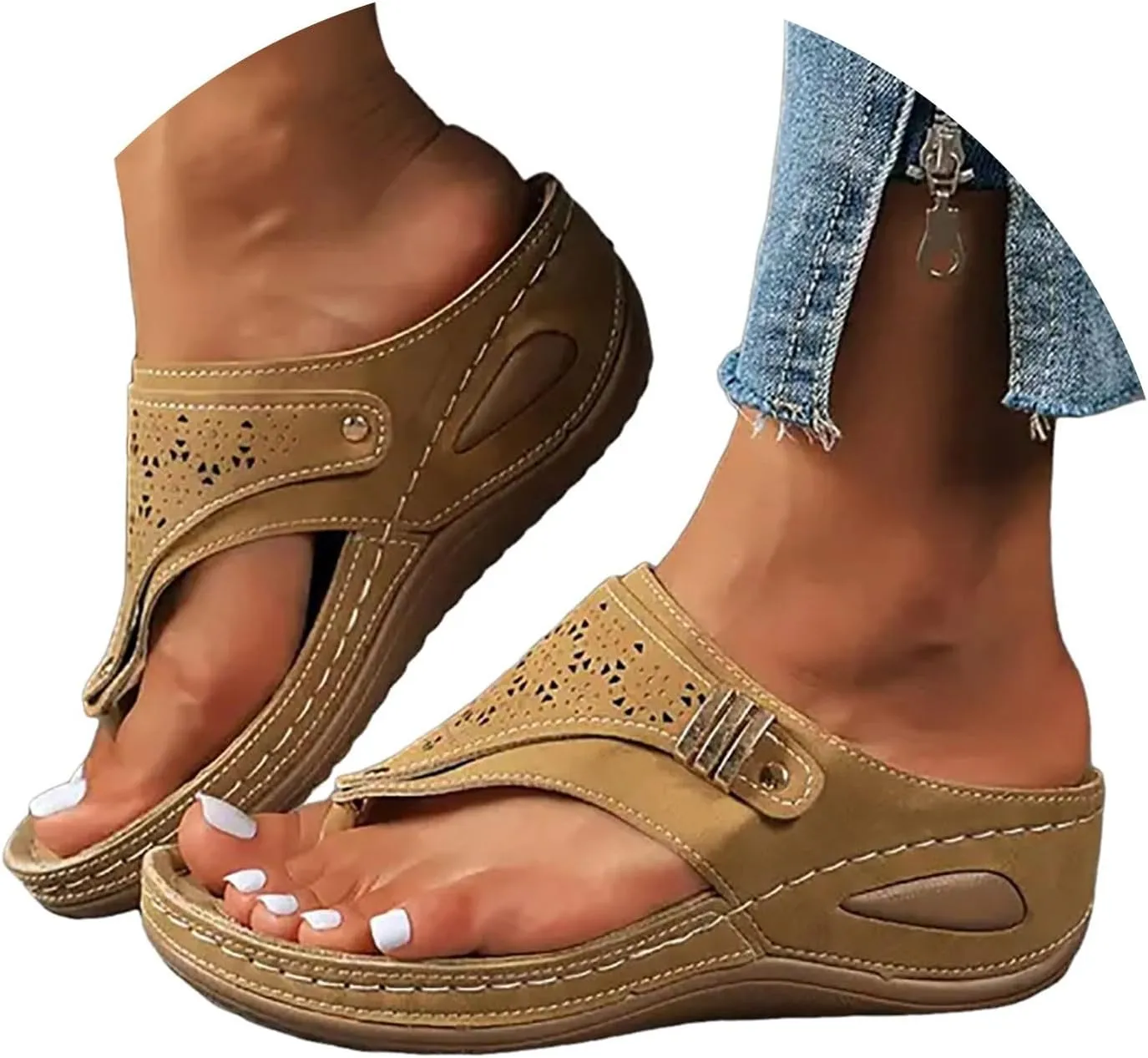 Orthopedic Sandals for Women, Women's Wide Width Flat Sandals with Arch Support, Wedge & Flip Flops, Casual Gladiator Sandals in Faux Leather & Leather, Open Toe, Spring, Summer & Fall