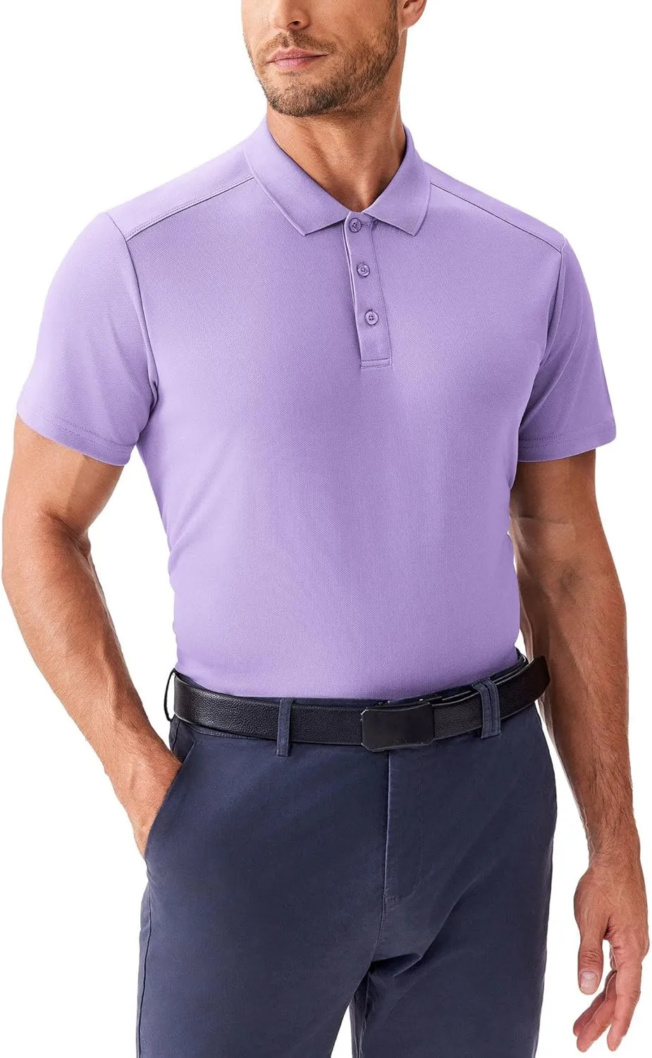 PINSPARK Golf Polo Shirts for Men Quick Dry Short Sleeve Collared Shirt Slim Fit Casual Solid Stylish Polos Shirt