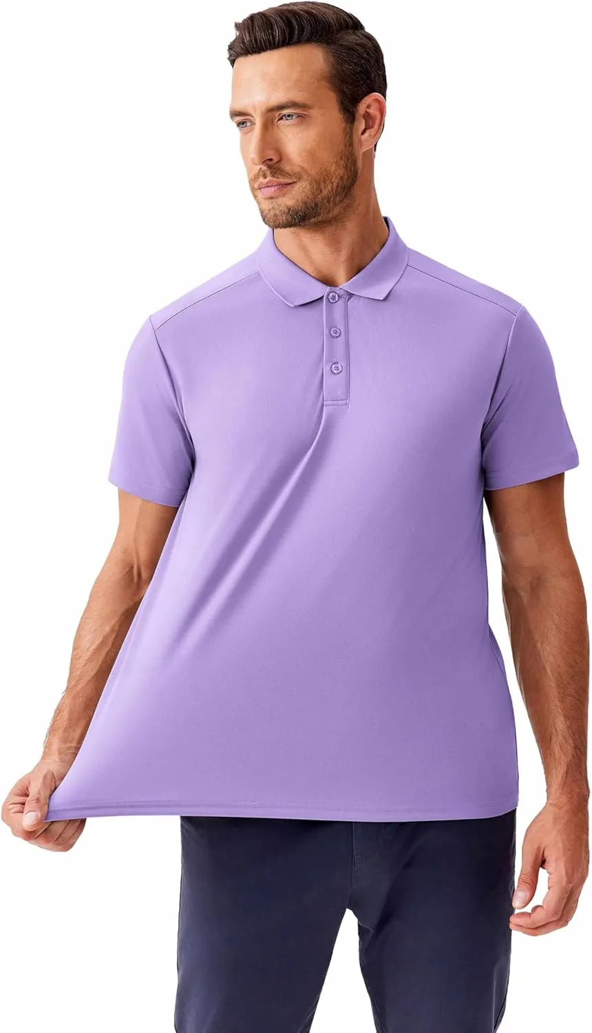 PINSPARK Golf Polo Shirts for Men Quick Dry Short Sleeve Collared Shirt Slim Fit Casual Solid Stylish Polos Shirt