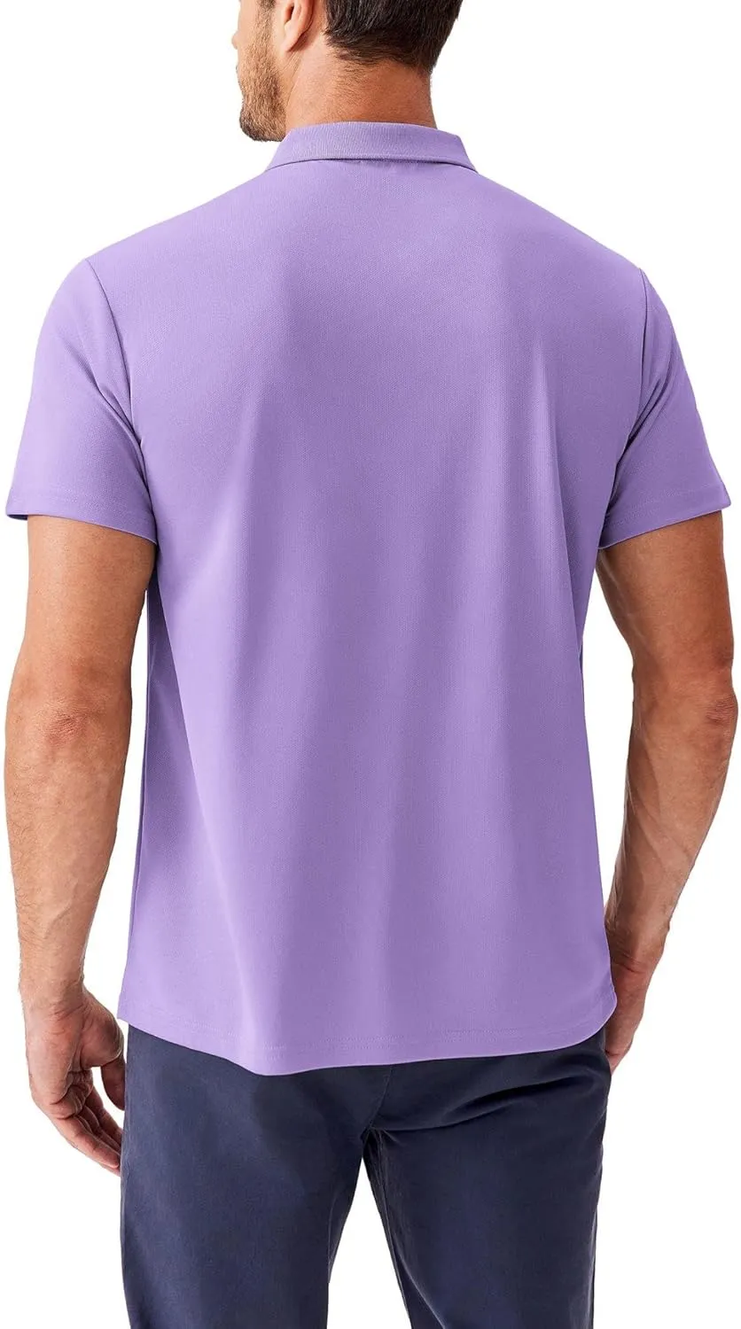 PINSPARK Golf Polo Shirts for Men Quick Dry Short Sleeve Collared Shirt Slim Fit Casual Solid Stylish Polos Shirt
