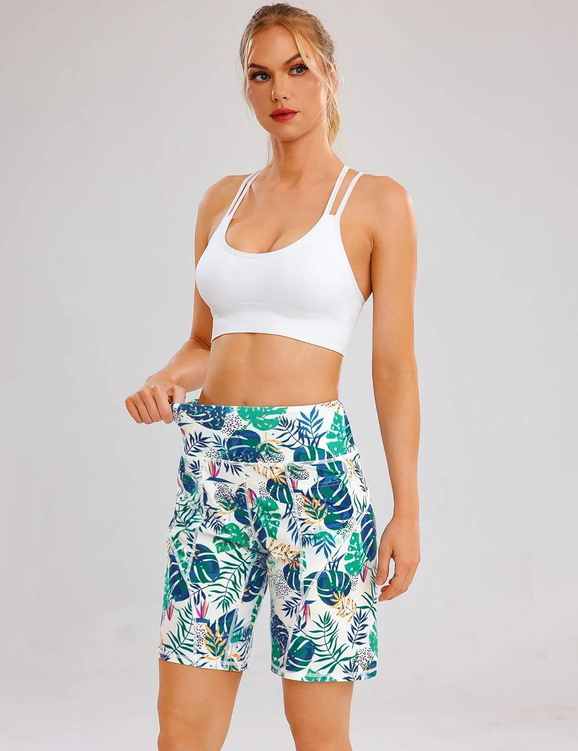 Quenteen Bermuda Shorts for Women 9" Knee Length Athletic Sweat Shorts High Waisted Yoga Jogger