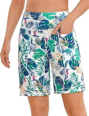 Quenteen Bermuda Shorts for Women 9" Knee Length Athletic Sweat Shorts High Waisted Yoga Jogger