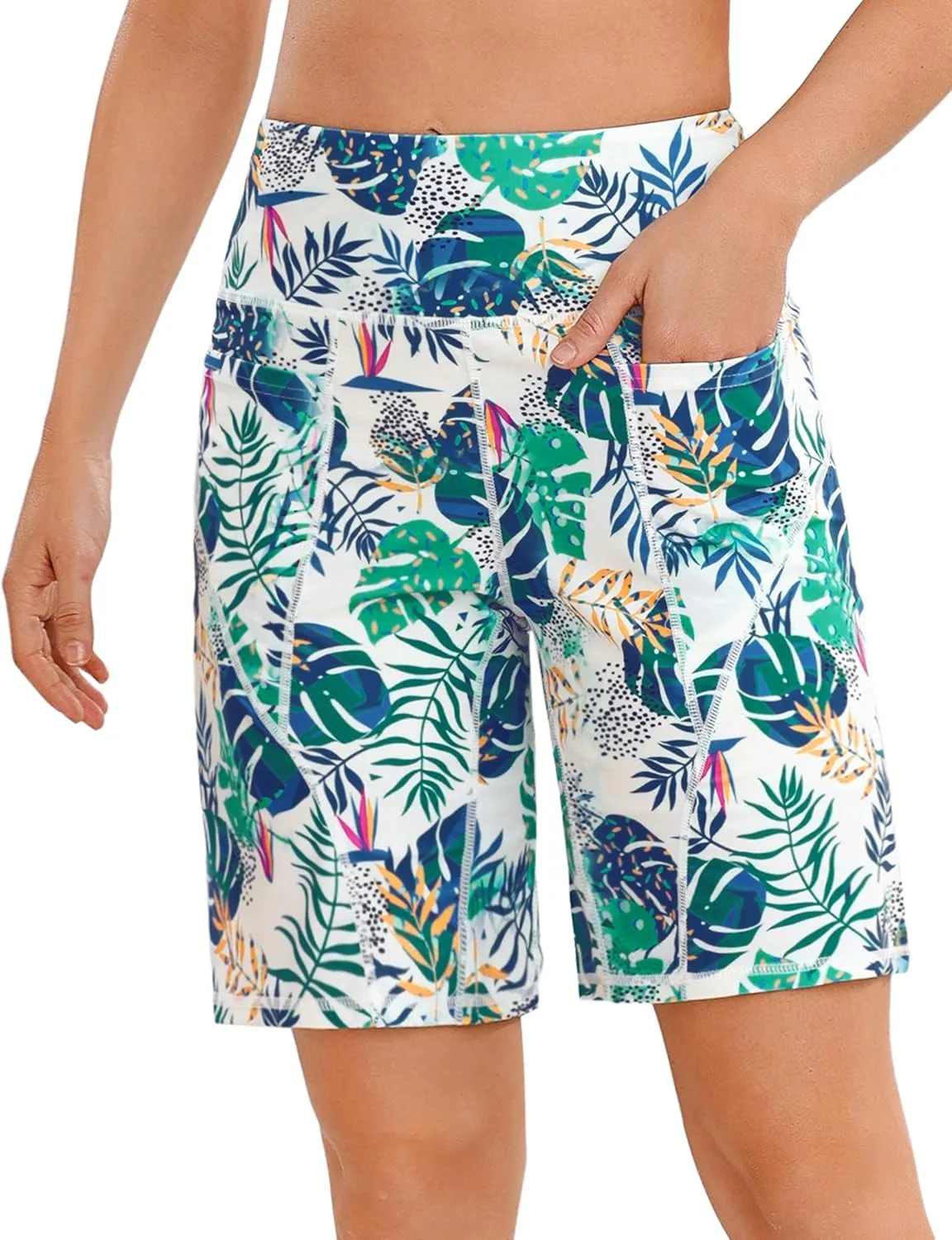 Quenteen Bermuda Shorts for Women 9" Knee Length Athletic Sweat Shorts High Waisted Yoga Jogger