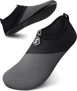 SEEKWAY Water Shoes Quick-Dry Aqua Socks Barefoot Slip-on for Beach Pool Swim River Yoga Lake Surf Women Men Black SK001
