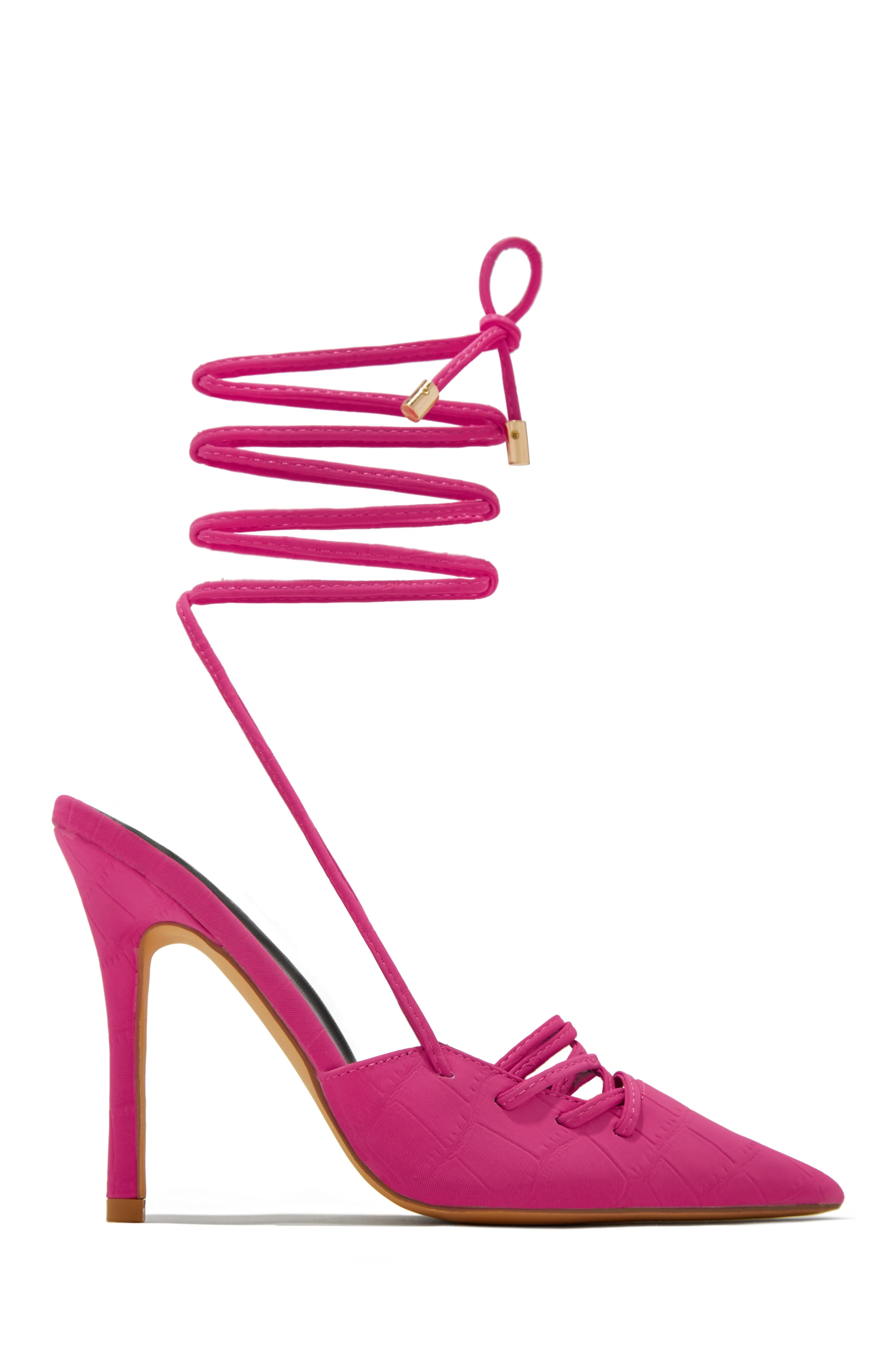 Simone Lace Up High Heel Pumps - White