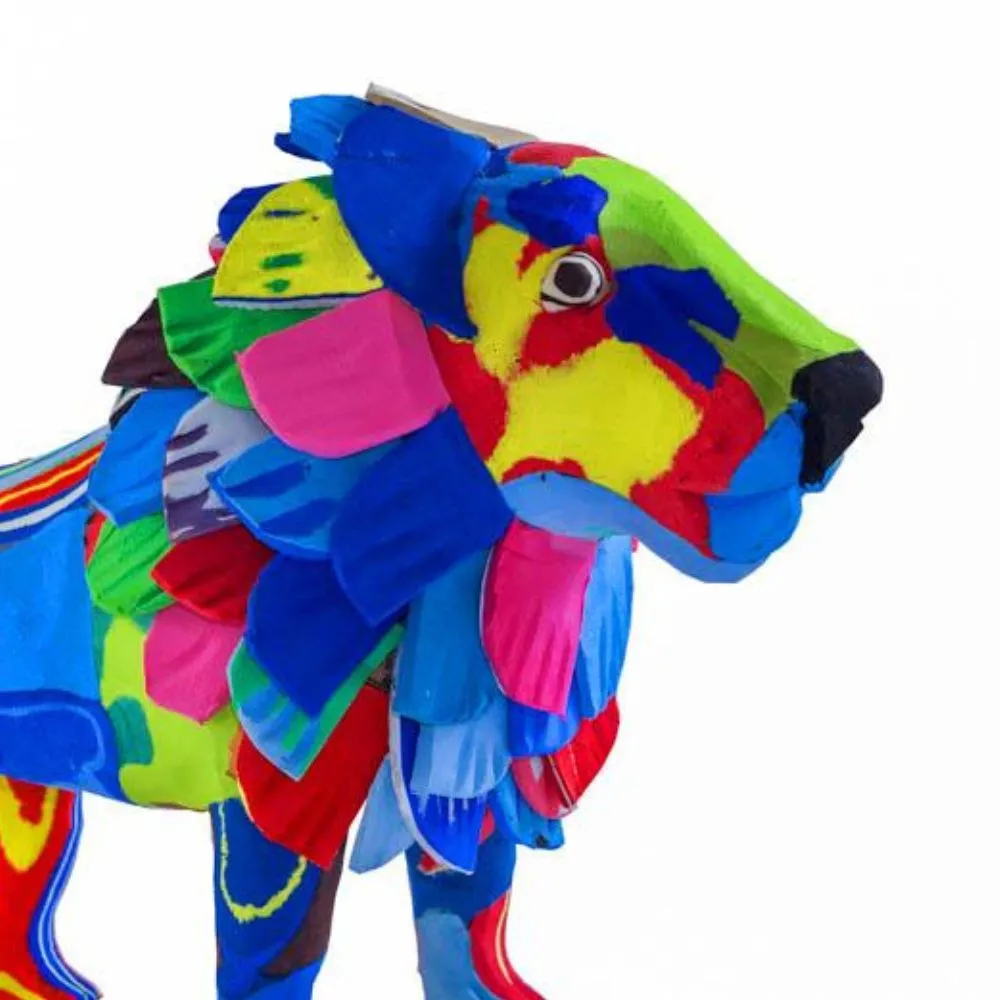 Small Recycled Flip Flop Lion Figurine