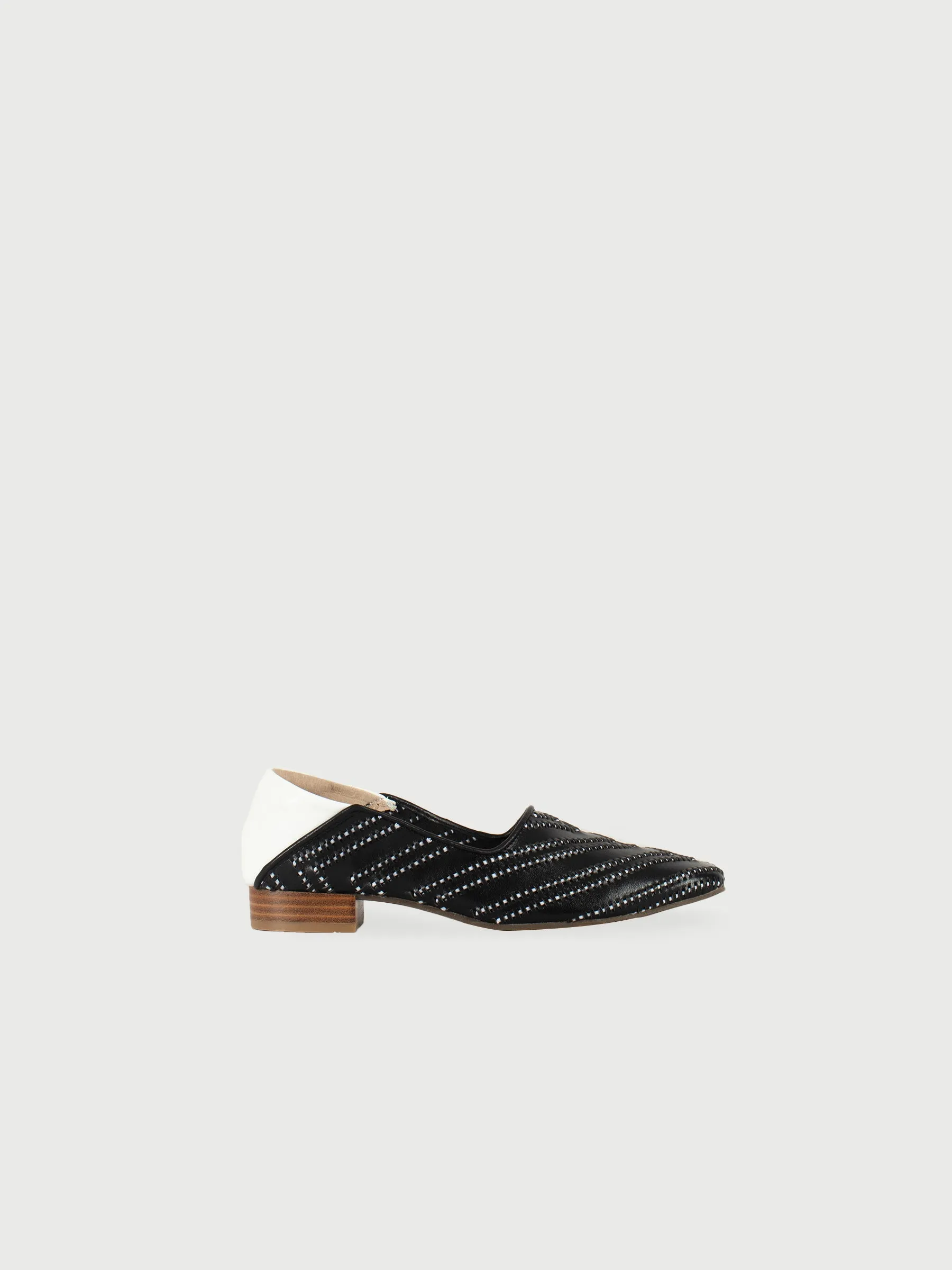 Square-Toe Flats with Pattern Leather