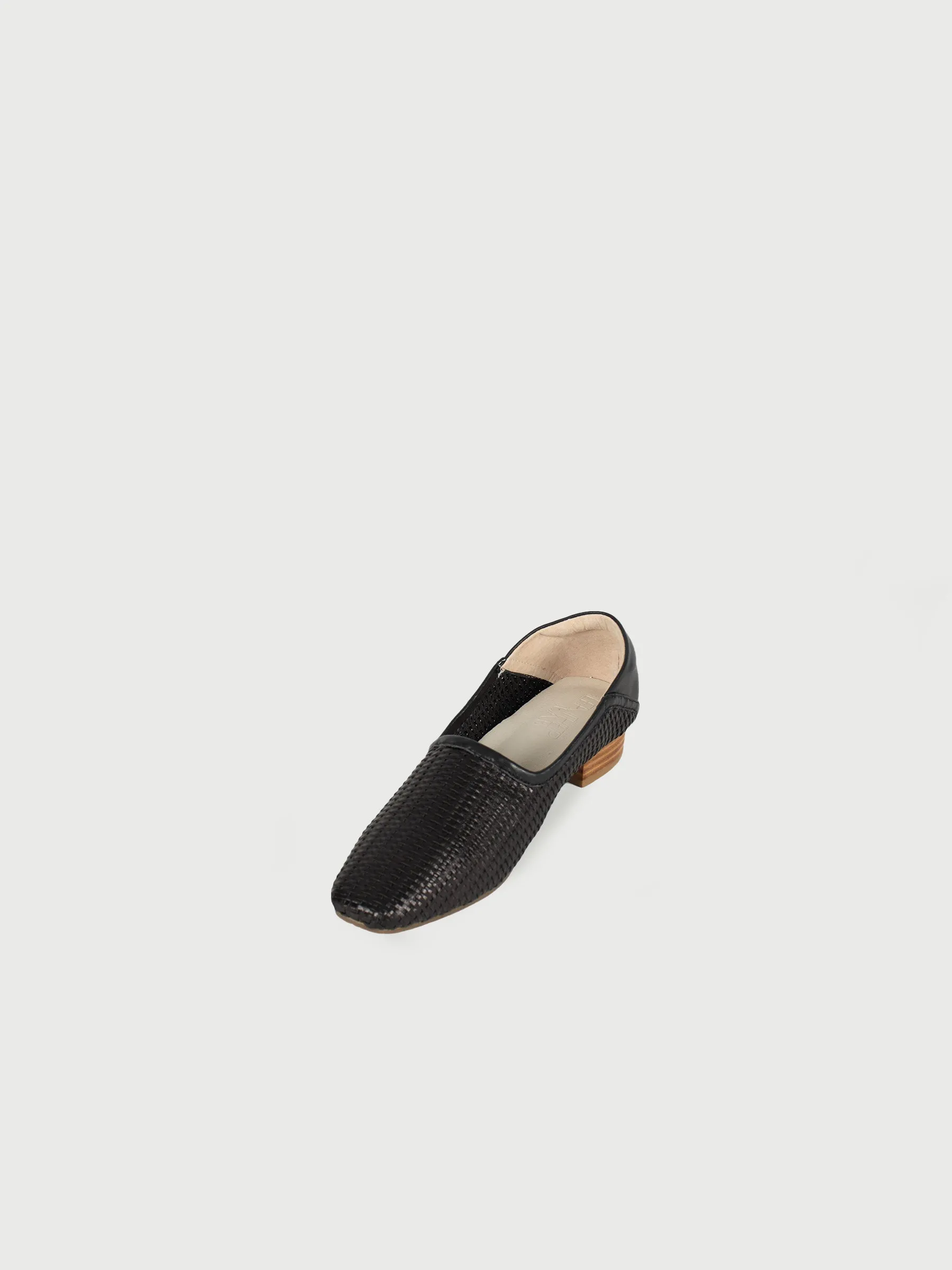 Square-Toe Flats with Pattern Leather