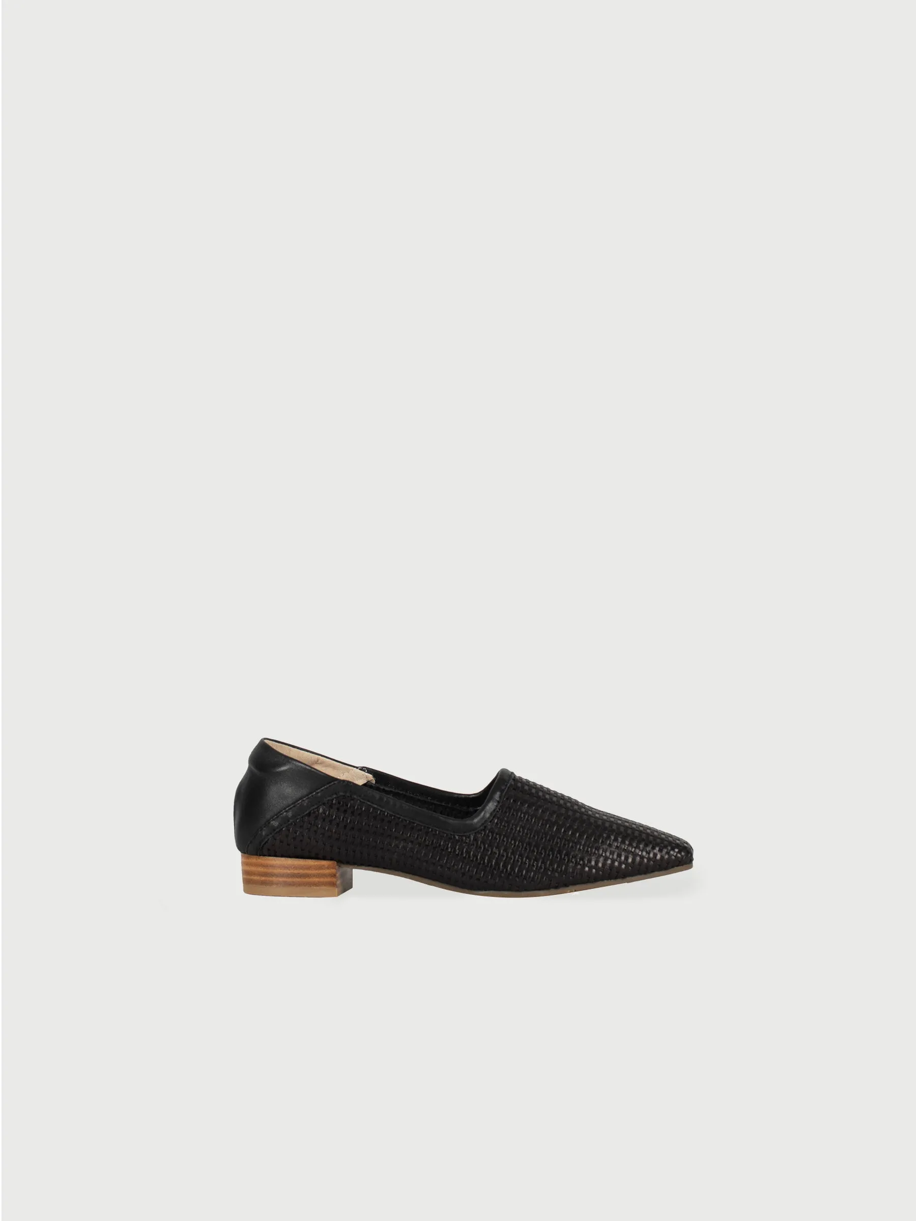 Square-Toe Flats with Pattern Leather