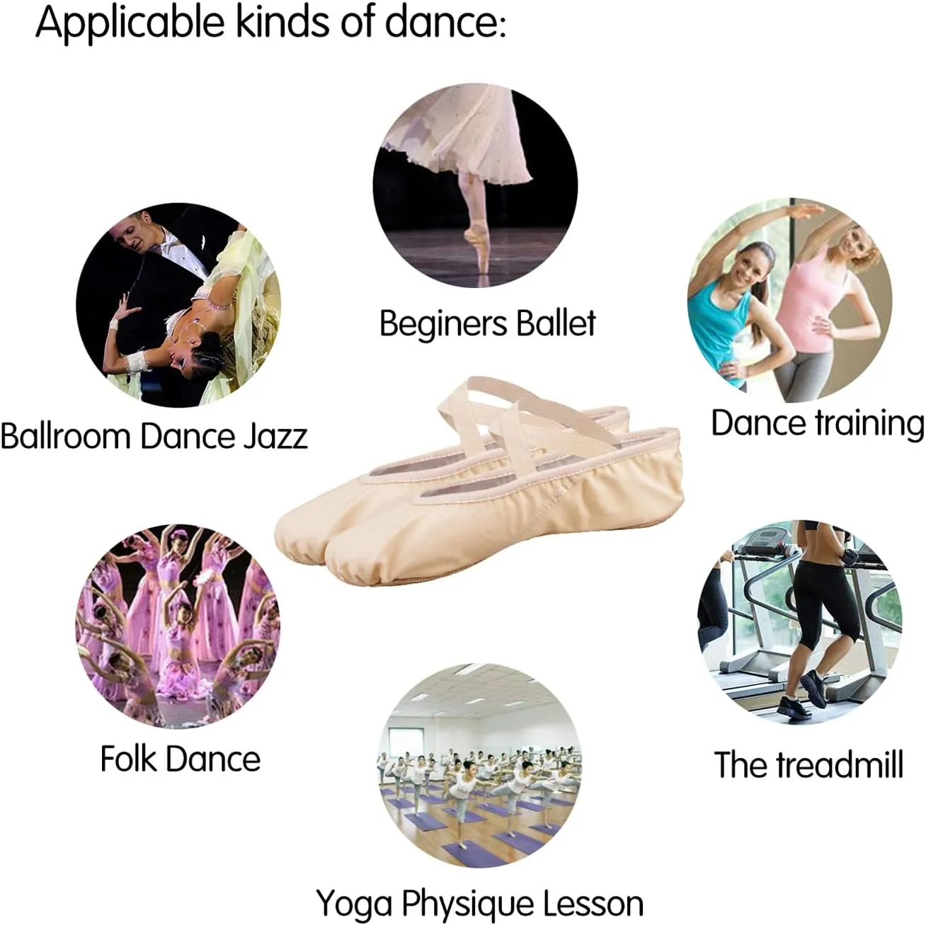 TXJ Sports Ballet Shoes for Women Girls, Women's Ballet Slipper Canvas Dance Shoes Split Sole Yoga Dance Flats