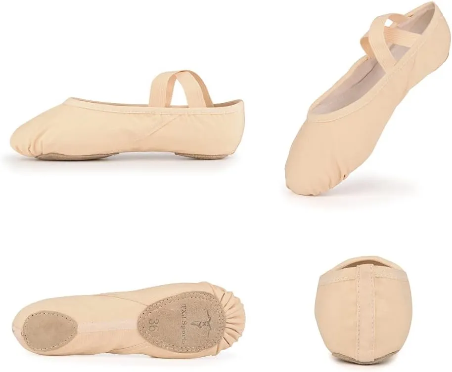 TXJ Sports Ballet Shoes for Women Girls, Women's Ballet Slipper Canvas Dance Shoes Split Sole Yoga Dance Flats