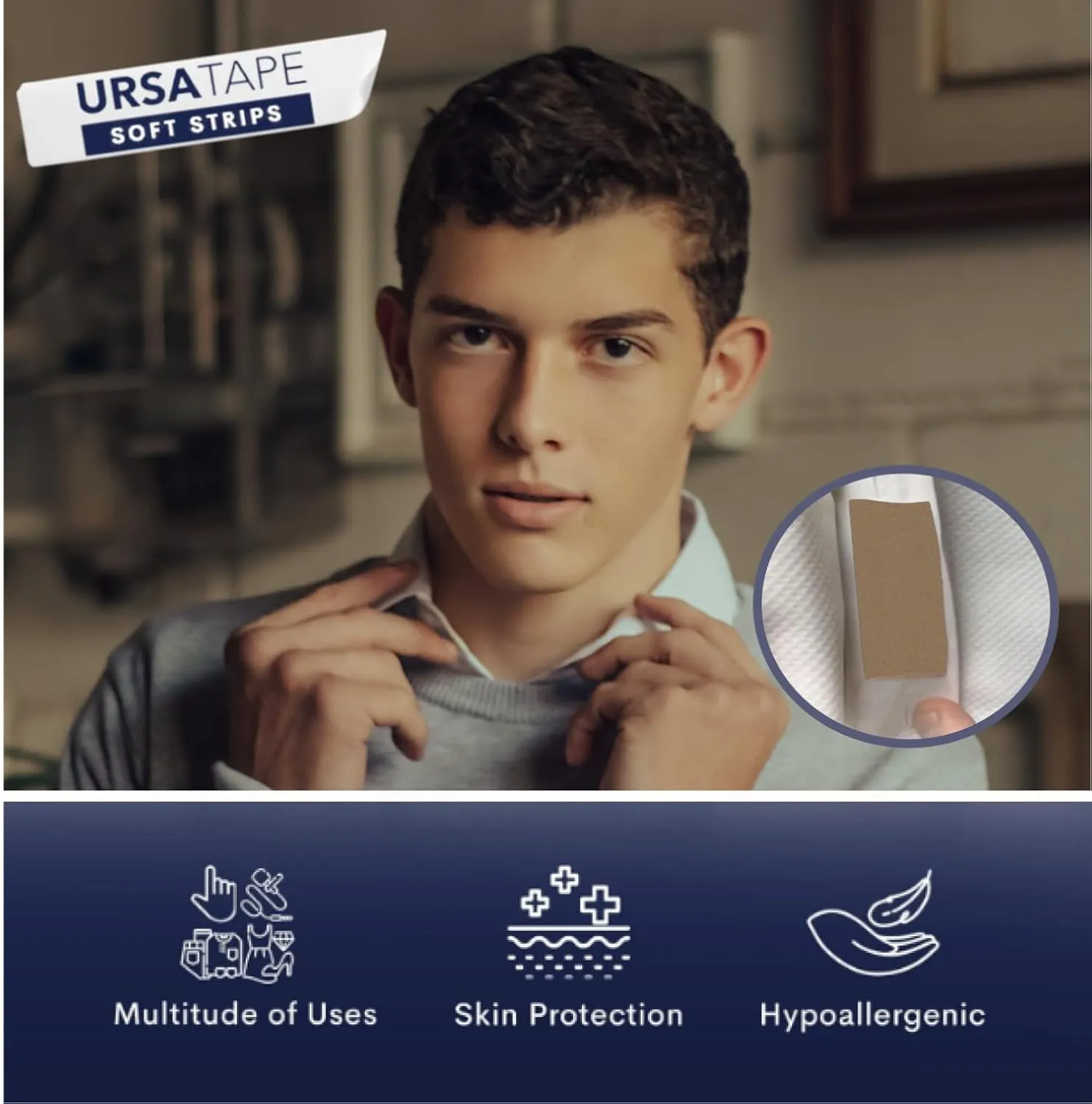 URSA Tape Stretchy Moleskin Fabric Tape | 30 Blister Strips, Heavy-Duty, No-Residue Blister Bandages for Feet & Body for Fabric | Beige Moleskin Tape (3.14 x 0.98in)