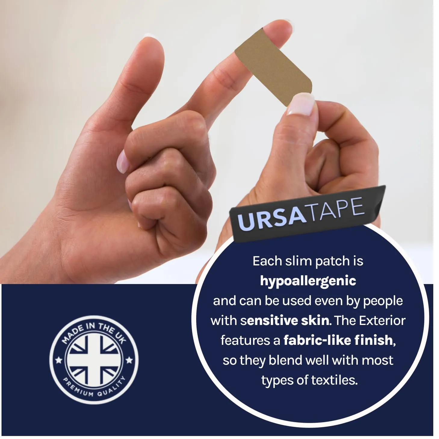 URSA Tape Stretchy Moleskin Fabric Tape | 30 Blister Strips, Heavy-Duty, No-Residue Blister Bandages for Feet & Body for Fabric | Beige Moleskin Tape (3.14 x 0.98in)