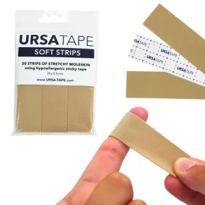 URSA Tape Stretchy Moleskin Fabric Tape | 30 Blister Strips, Heavy-Duty, No-Residue Blister Bandages for Feet & Body for Fabric | Beige Moleskin Tape (3.14 x 0.98in)