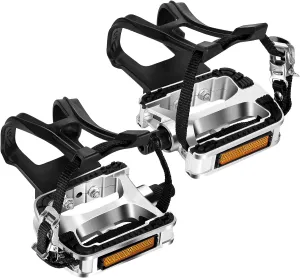 VIEWALL Bike Pedals 9/16" Mountain Bike Pedals for Outdoor Cycling Pedals and Spin Bike Pedals for Indoor Exercise Bike, Replacement Aluminum Alloy Bicycle Pedals MTB Anti-Slip Road Bike Pedals