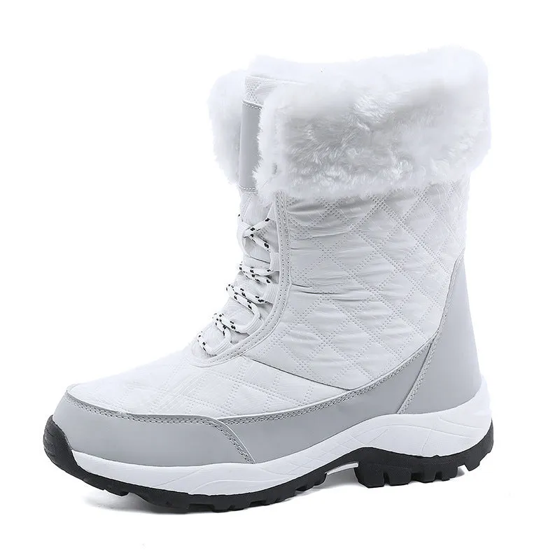 Waterproof Mid-calf Front Zipper Snow Boots