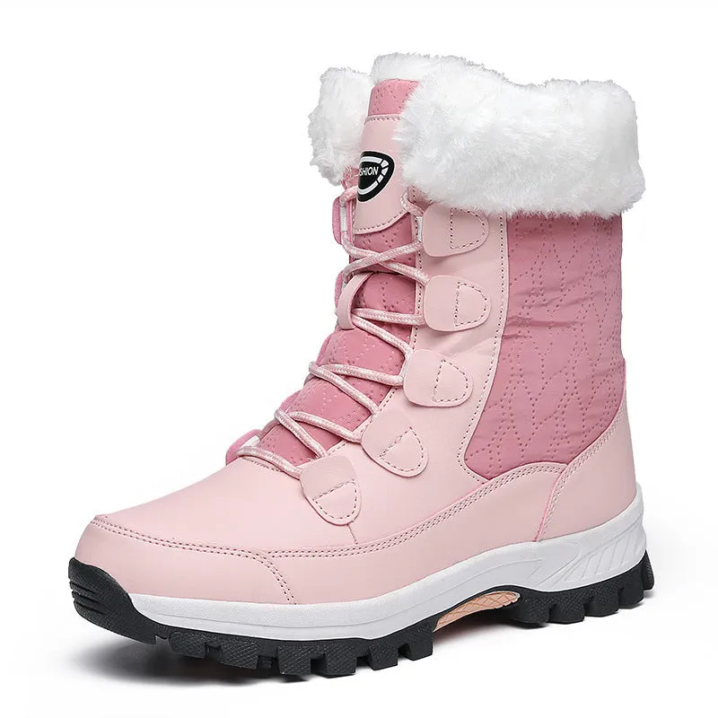 Waterproof Mid-calf Front Zipper Snow Boots