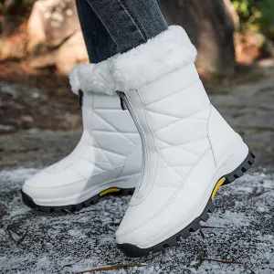 Waterproof Mid-calf Front Zipper Snow Boots