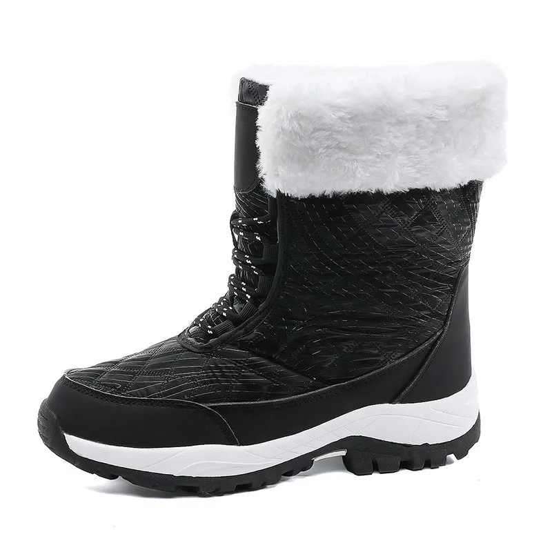 Waterproof Mid-calf Front Zipper Snow Boots
