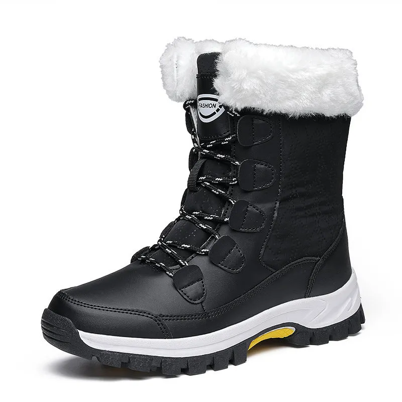 Waterproof Mid-calf Front Zipper Snow Boots