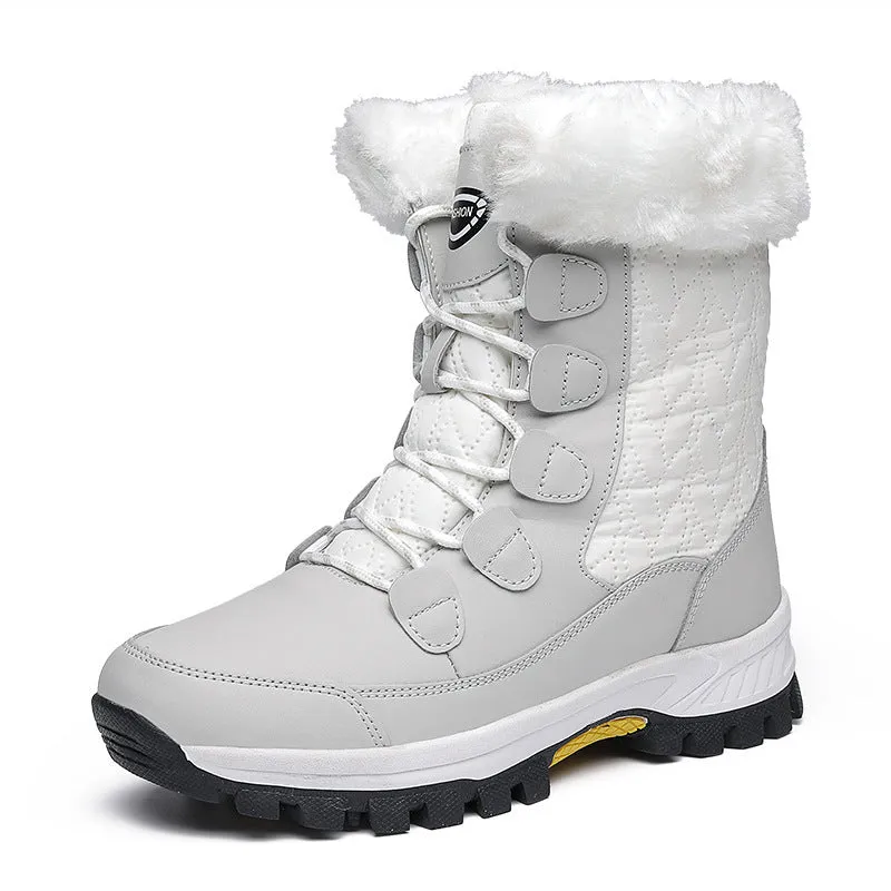 Waterproof Mid-calf Front Zipper Snow Boots