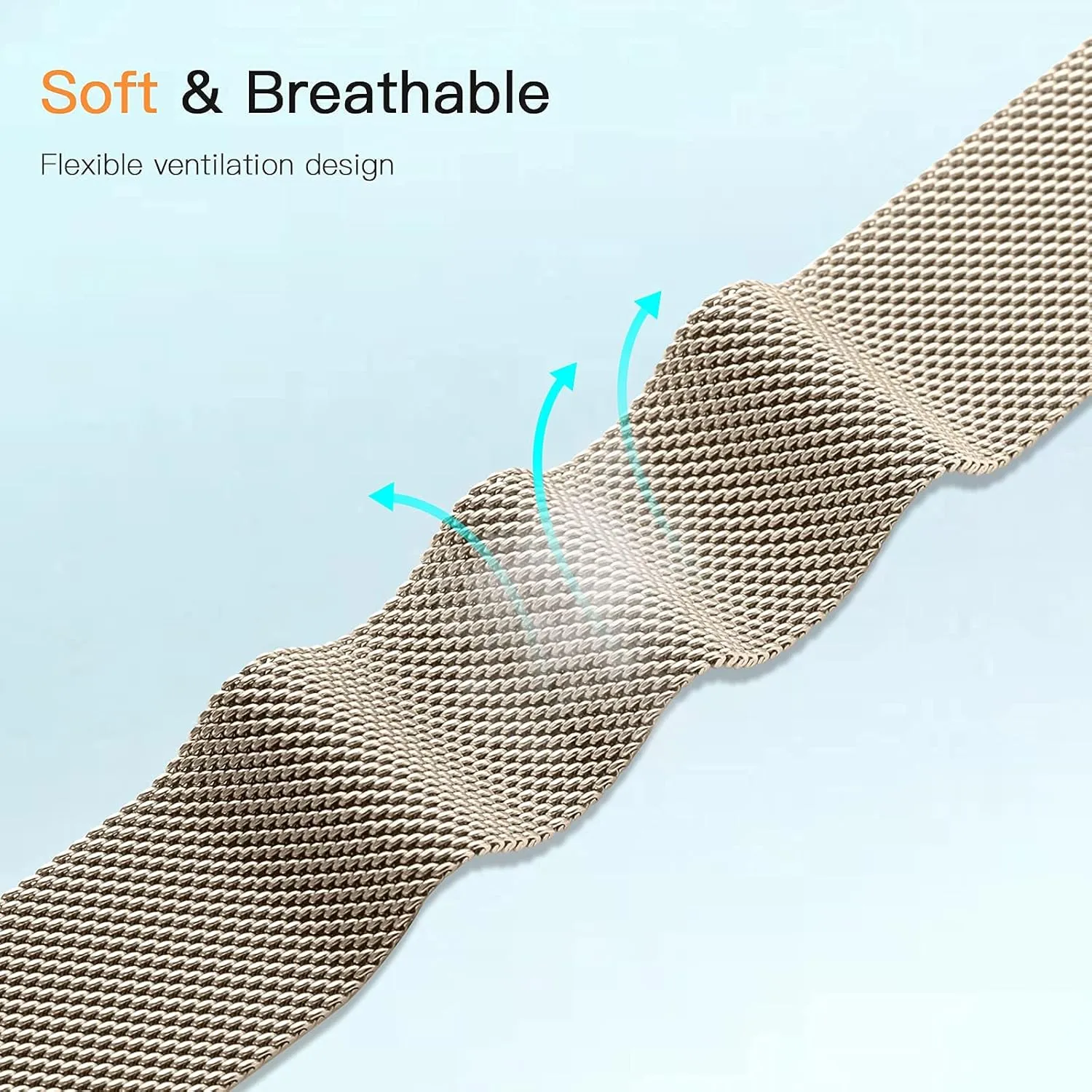 ZWGKKYGYH Compatible with Fitbit Versa 2/Lite Bands for Women Men, Metal Mesh Magnetic Stainless Steel Bracelet Strap Replacement for Versa Smartwatch, Champagne Small